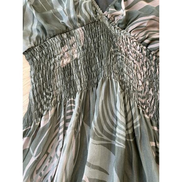 VTG Silk Maxi Dress Green Flowy Goddess Resort Beach Fairy Party Occasion Italy - Picture 10 of 16